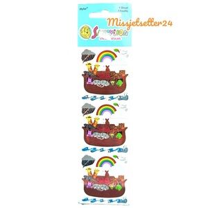 1 Sandylion Noah’s Ark Scrapbook Sticker Sheet Mylar Metallic Foil NEW